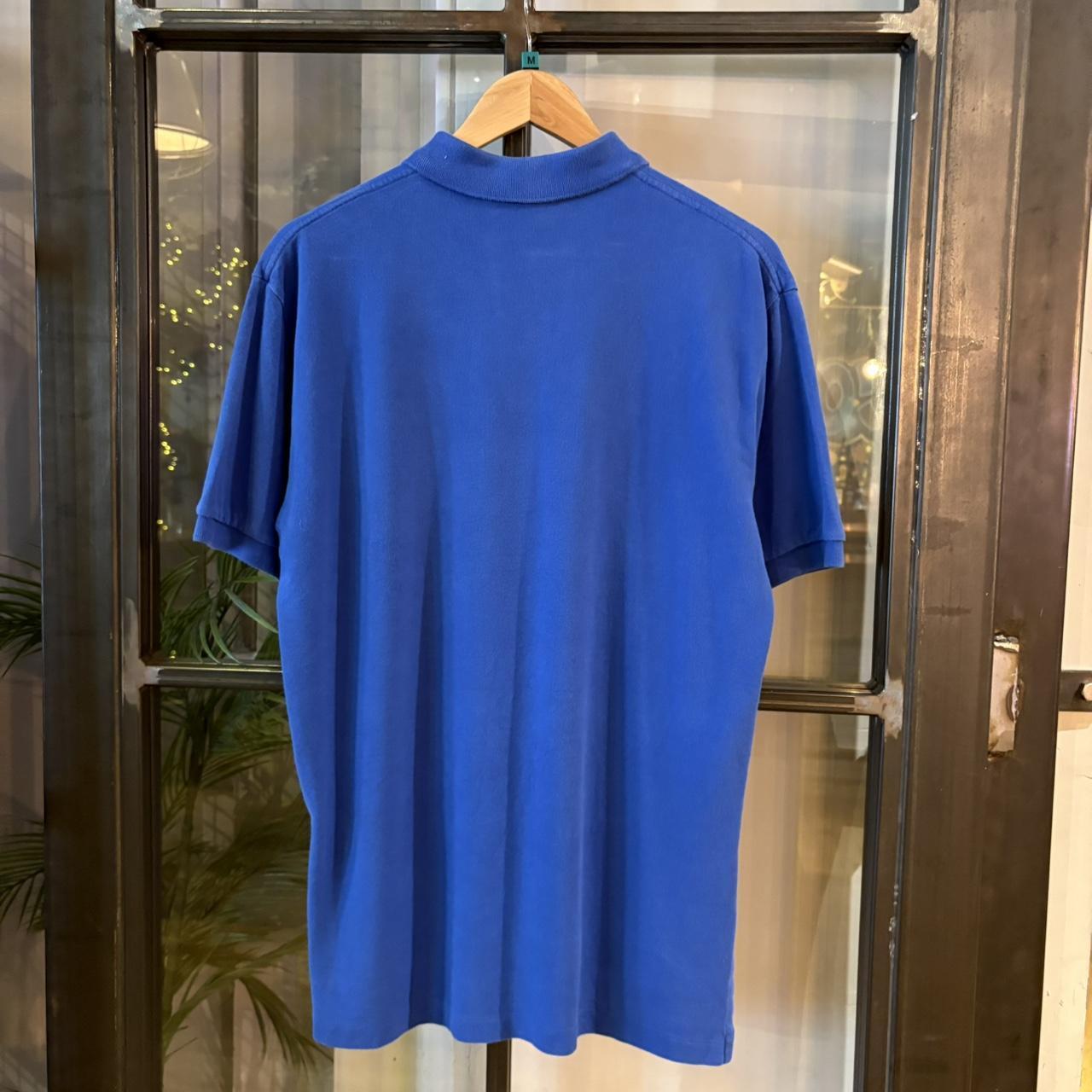 POL436F - Vintage Retro Ralph Lauren Plain Blue Polo Shirt Short Sleeve collared button up top  #Y2K #preppy #chiefkeef #oldmoney #ralphlauren
