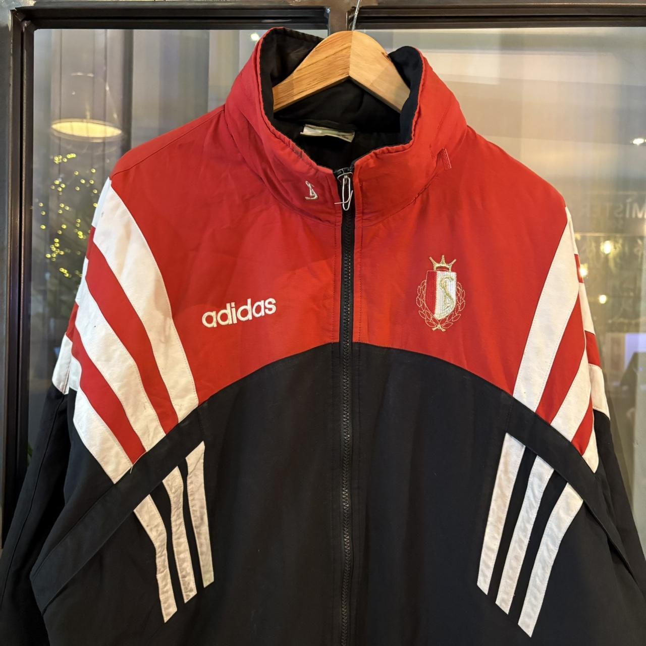 SWT633BR - Vintage Retro Essential Adidas Belgium Pro League Standard Liege Football Club Full Zip Up Training Coach sports jacket #sportswear #standardliege #football #blokecore #training