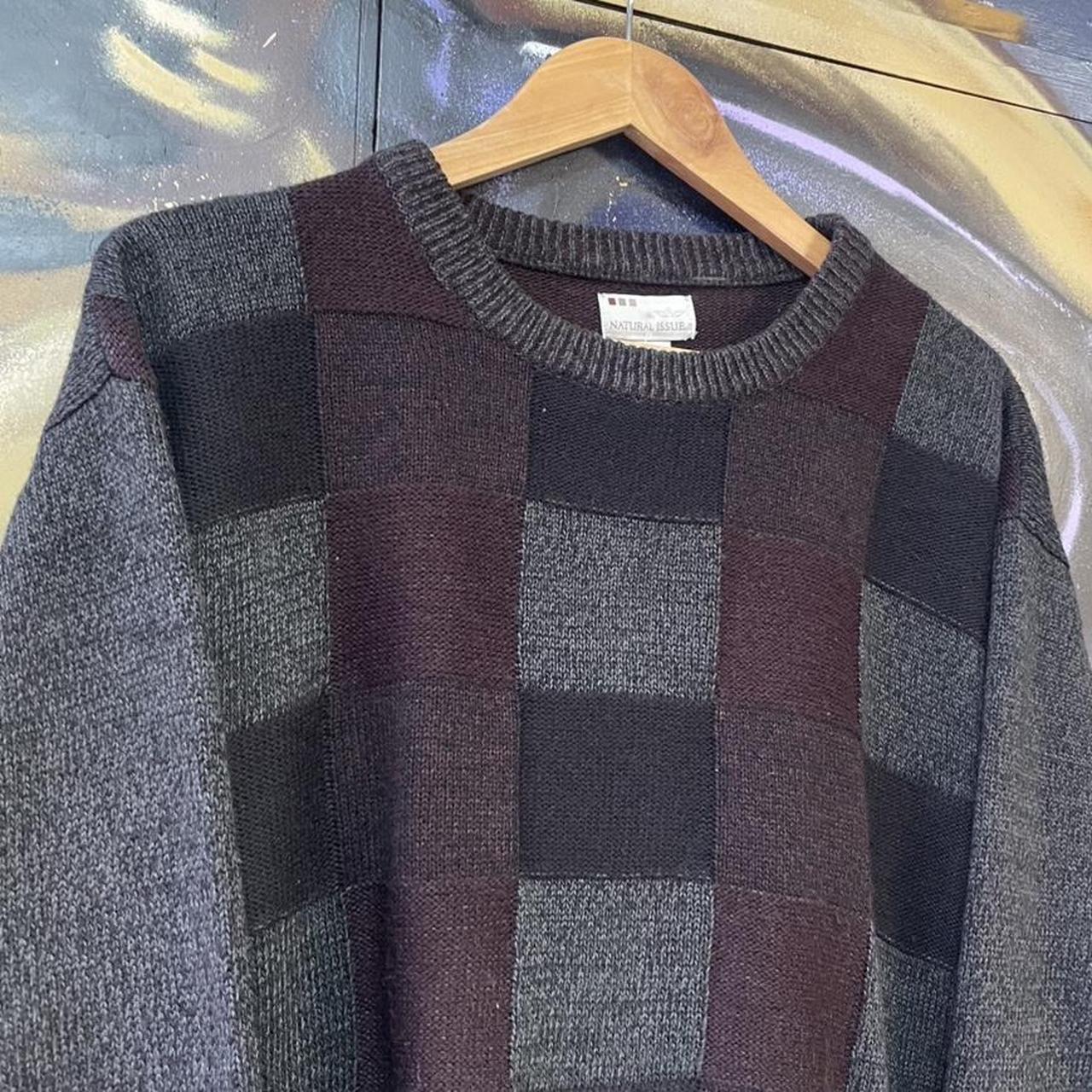 Vintage Funky Check Pattern Knit Sweater Jumper