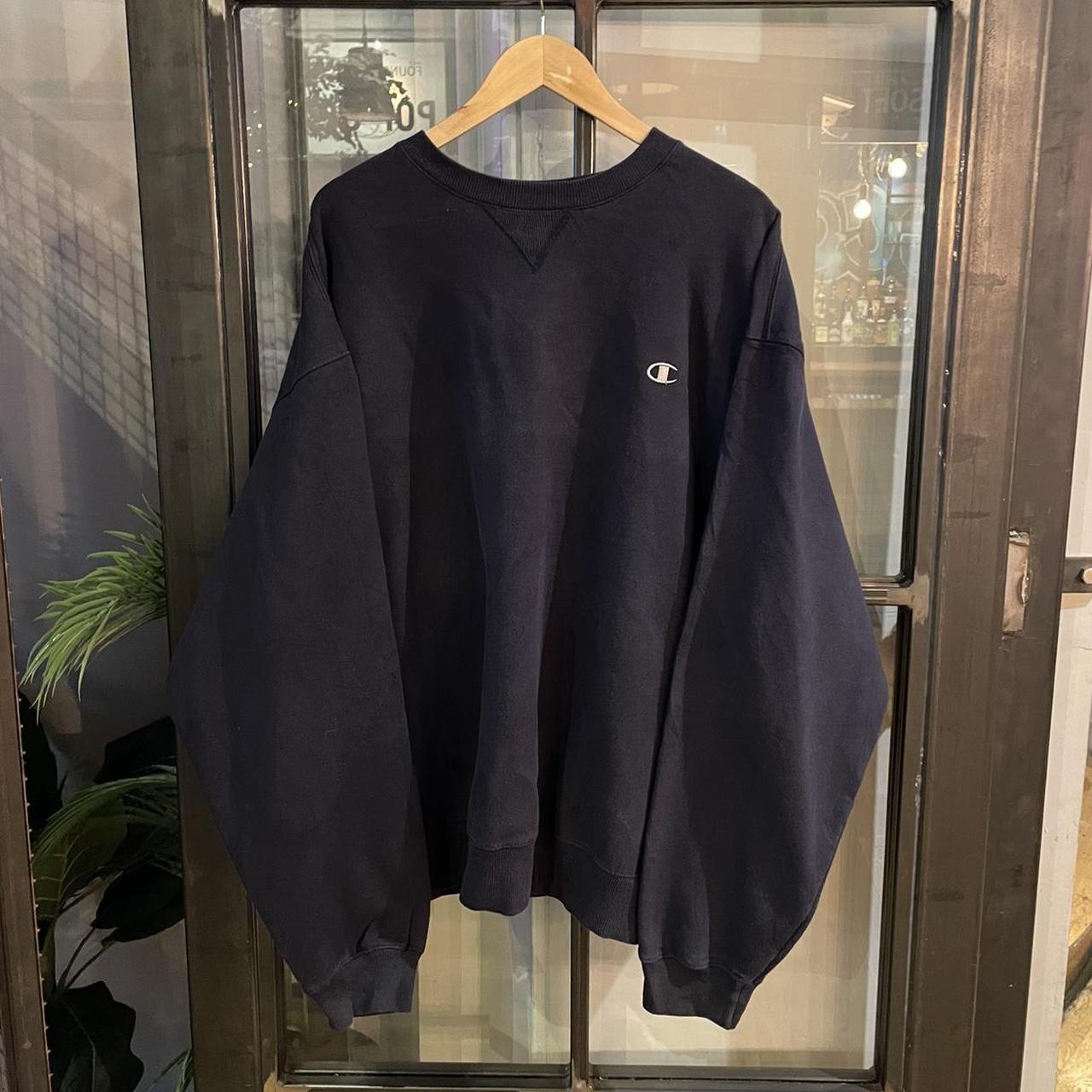SWT434 - Vintage Retro Essential Navy Champion Crewneck Jumper Sweatshirt with small chest embroidered logo #90s #sportswear #essential #champion #y2k