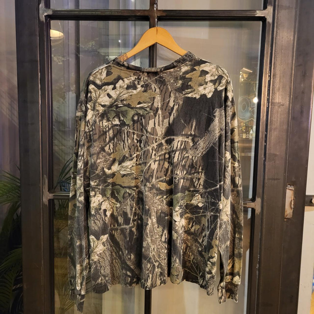 RTT111 - Vintage Retro essential adult mens RealTree Camouflage Khaki Green Brown Field Hunting graphic print Top T-Shirt Tee Wide Boxy Cropped Fit 90s y2k style