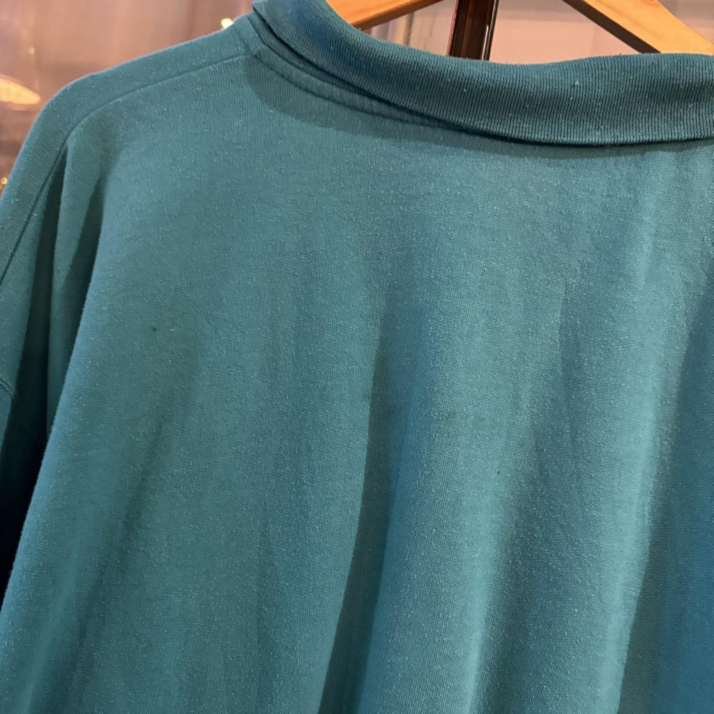 0425D42-P - Vintage Retro Essential Blue Nike Mock Neck Jersey 1/4 Button Up Jumper Sweatshirt with embroidered patch logo #90s #sportswear #essential #y2k #nike