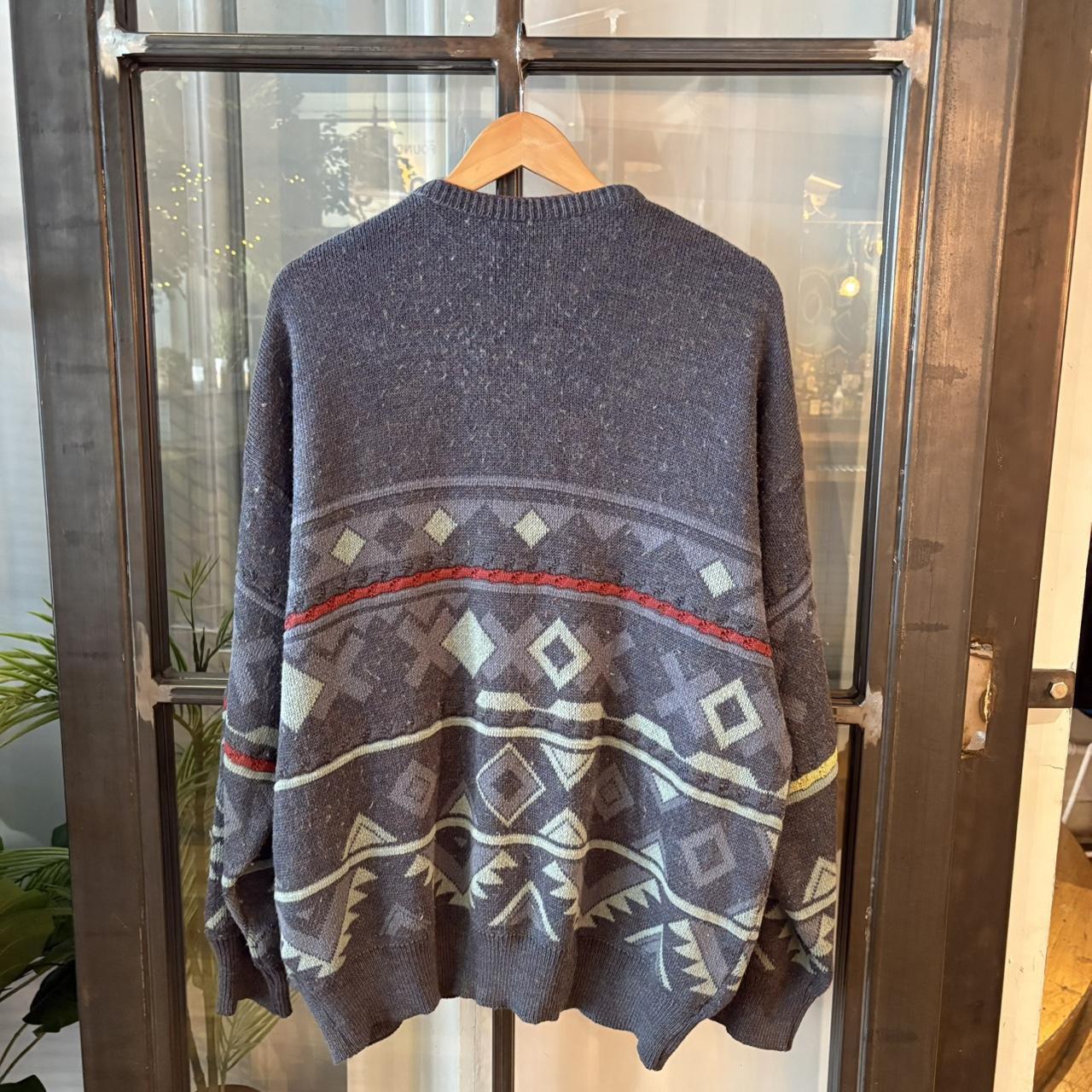 0225A25BR - Vintage Retro Essential Blue patterned argyle golf grandpa cosby sweatshirt crewneck knit Jumper #coogistyle #knitjumper #90s #grandad #knitted