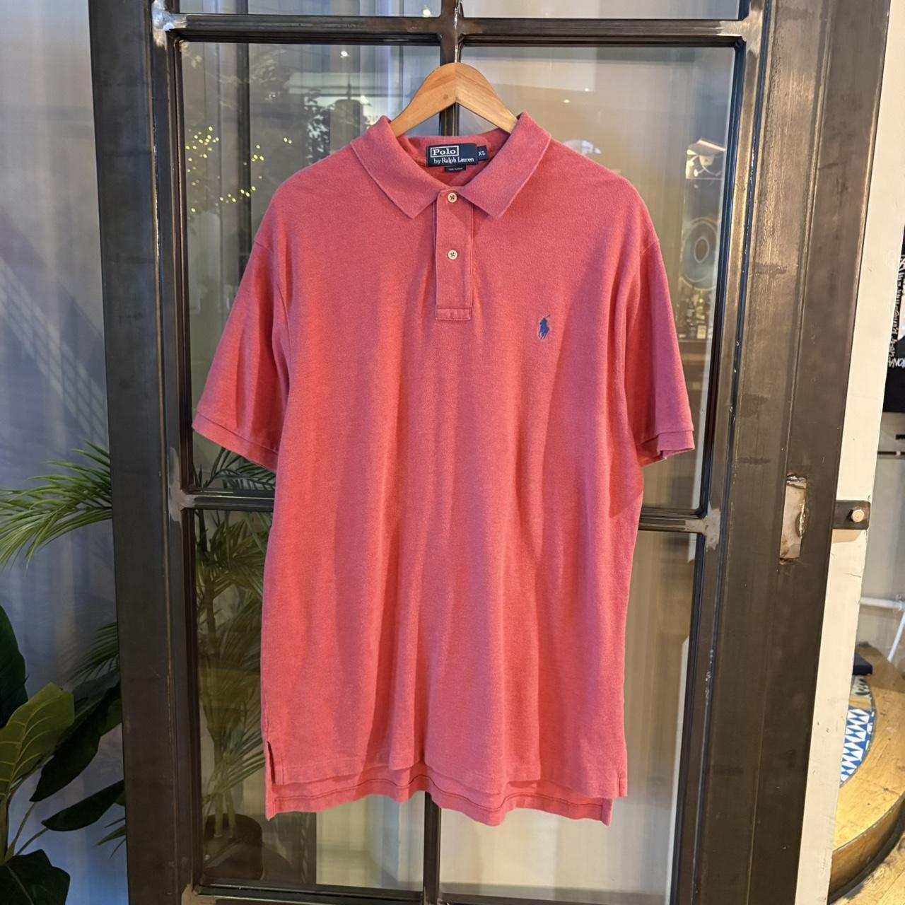 POL343-P - Vintage Retro Ralph Lauren Plain Pink Polo Shirt Short Sleeve collared button up top  #Y2K #preppy #chiefkeef #oldmoney #ralphlauren