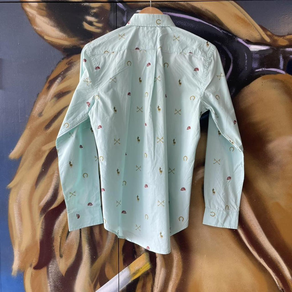 Ralph Lauren Baby Blue Monogram Button Up Shirt