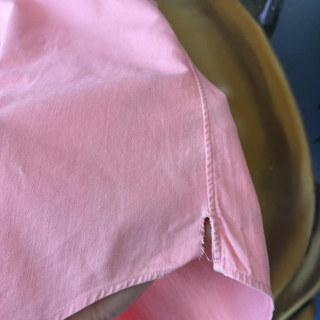 Vintage Ralph Lauren Polo Shirt Mens Medium Pink Plain Preppy Pony Logo Collared Button Up Top Y2K 90s