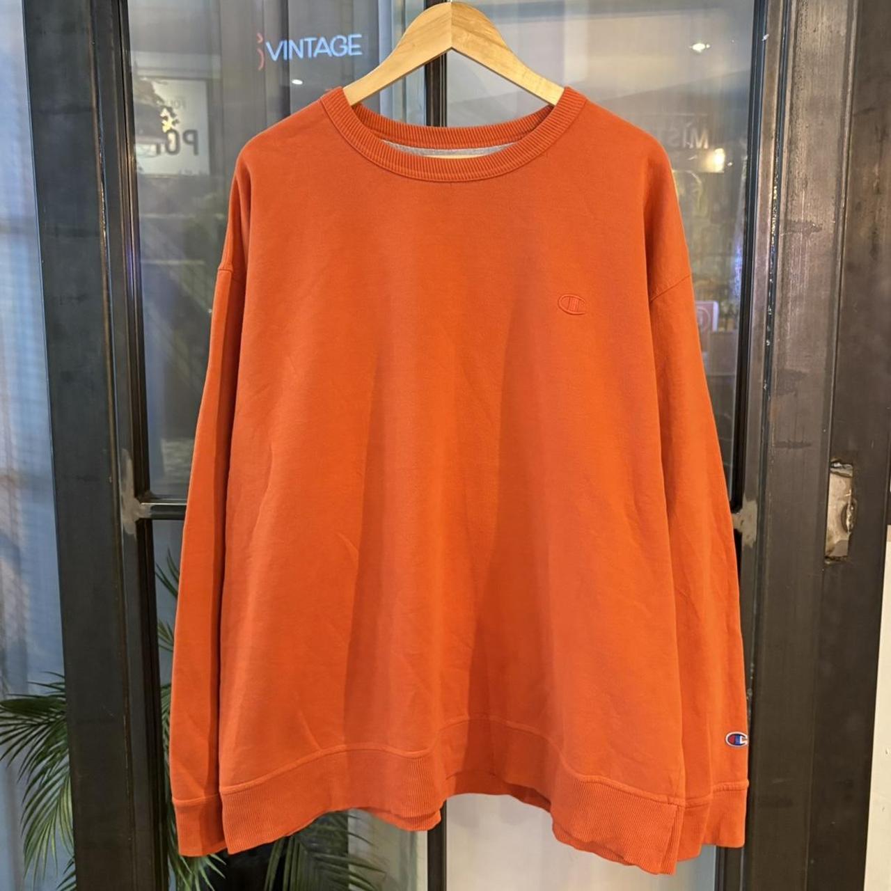 SWT684F - Vintage Retro Essential Orange Champion Crewneck Jumper Sweatshirt with  embroidered logo #90s #sportswear #essential #y2k #champion