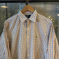 RLS251F - Vintage Ralph Lauren Orange and Blue Check Longsleeve collared button up polo shirt top #Y2K #preppy #chiefkeef #smartcasual #oldmoney