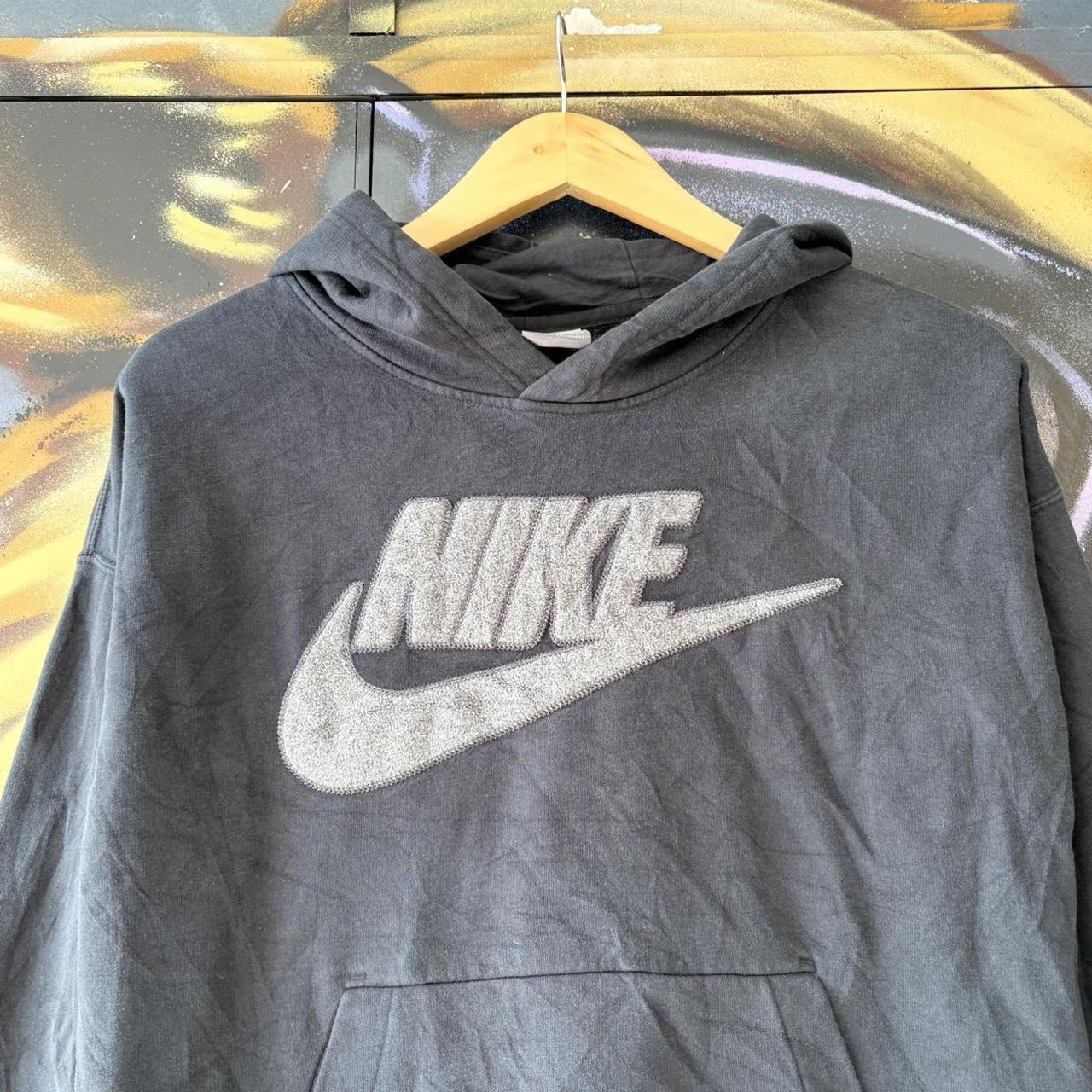 Vintage Nike Hoodie Top Womens Small Big Swoosh Logo Black Streetwear Essential 90s Y2K