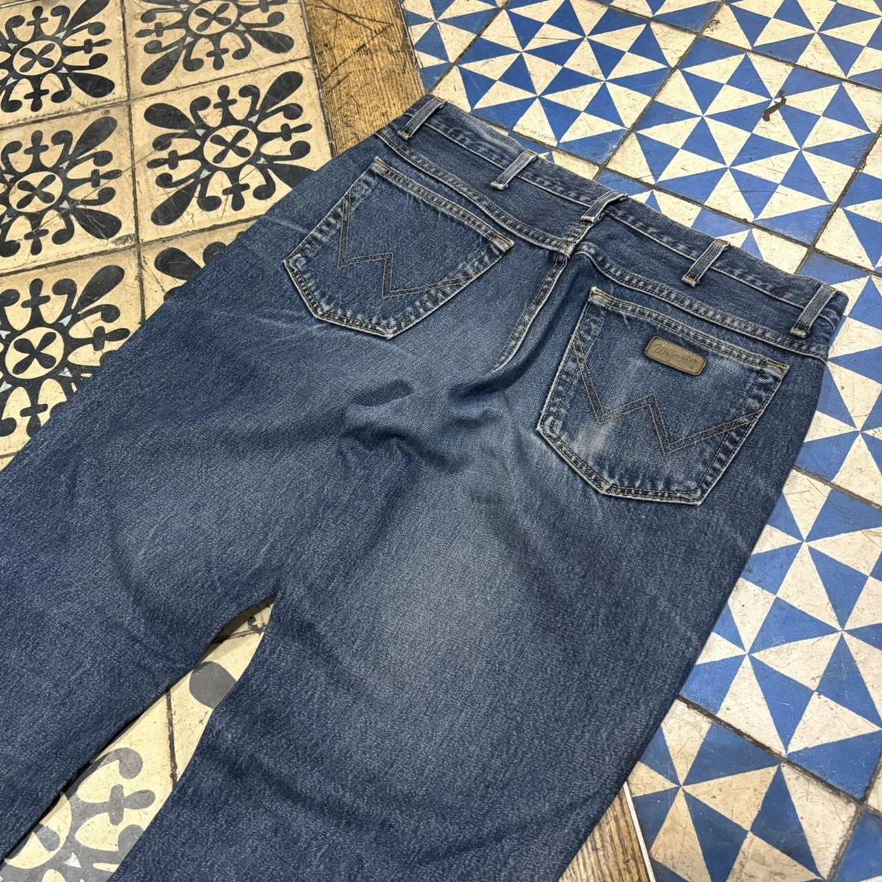 0125A75BR - Vintage retro essential  Wrangler Dark Blue Wash Denim Jeans Trousers pants #denim #wrangler #denimjeans