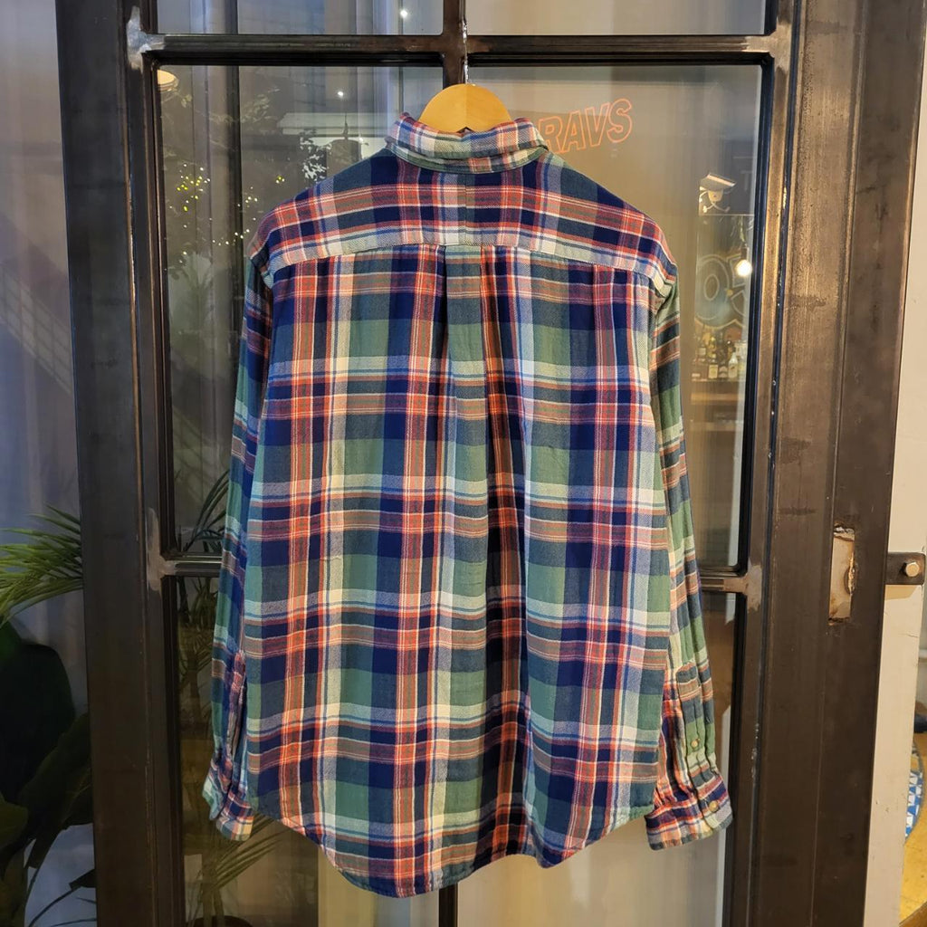 RLS095 - Vintage Ralph Lauren Green Blue and Red Checked Shirt longsleeve collared button up top #Y2K #preppy #chiefkeef #golf #oldmoney