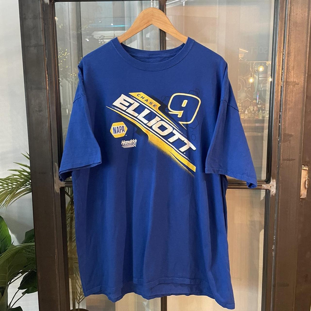 TEE00DF - Vintage Retro Essential Blue Nascar Chase Elliot 9 Napa Chevrolet Graphic Print Top Tee T-shirt #90s #graphic #nascar #racing #racer