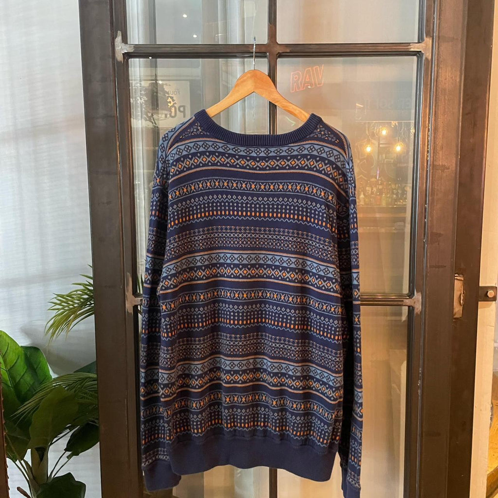 0225H47BR - Vintage Retro Essential Navy Mossimo patterned argyle golf grandpa cosby sweatshirt crewneck knit Jumper #mossimo  #knitjumper #90s #grandad #knitted