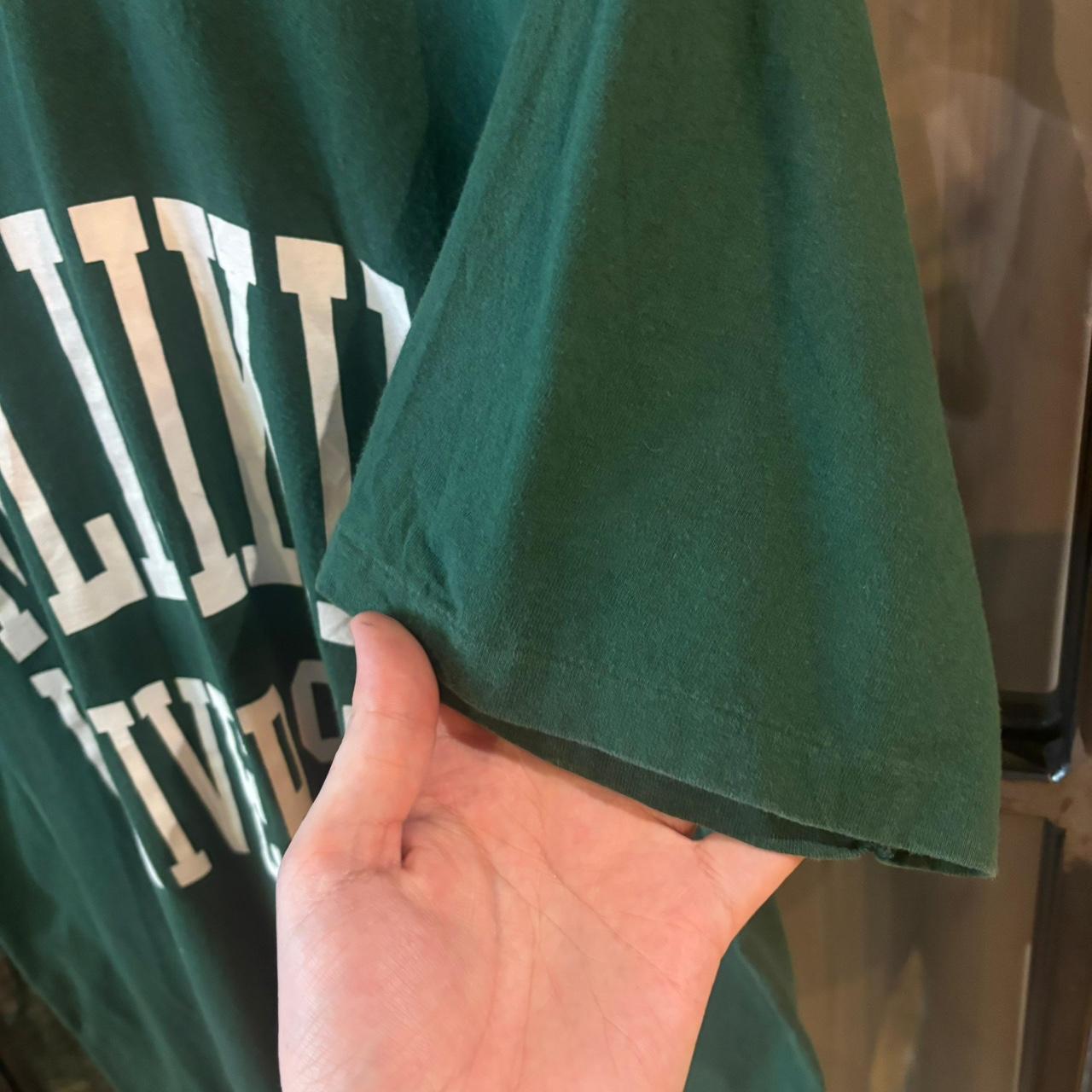 TEE429P - Vintage Retro Essential Dark Green Millikin University Graphic Print Single Stitch Top Tee T-shirt #90s #graphic #university #essential #millikin