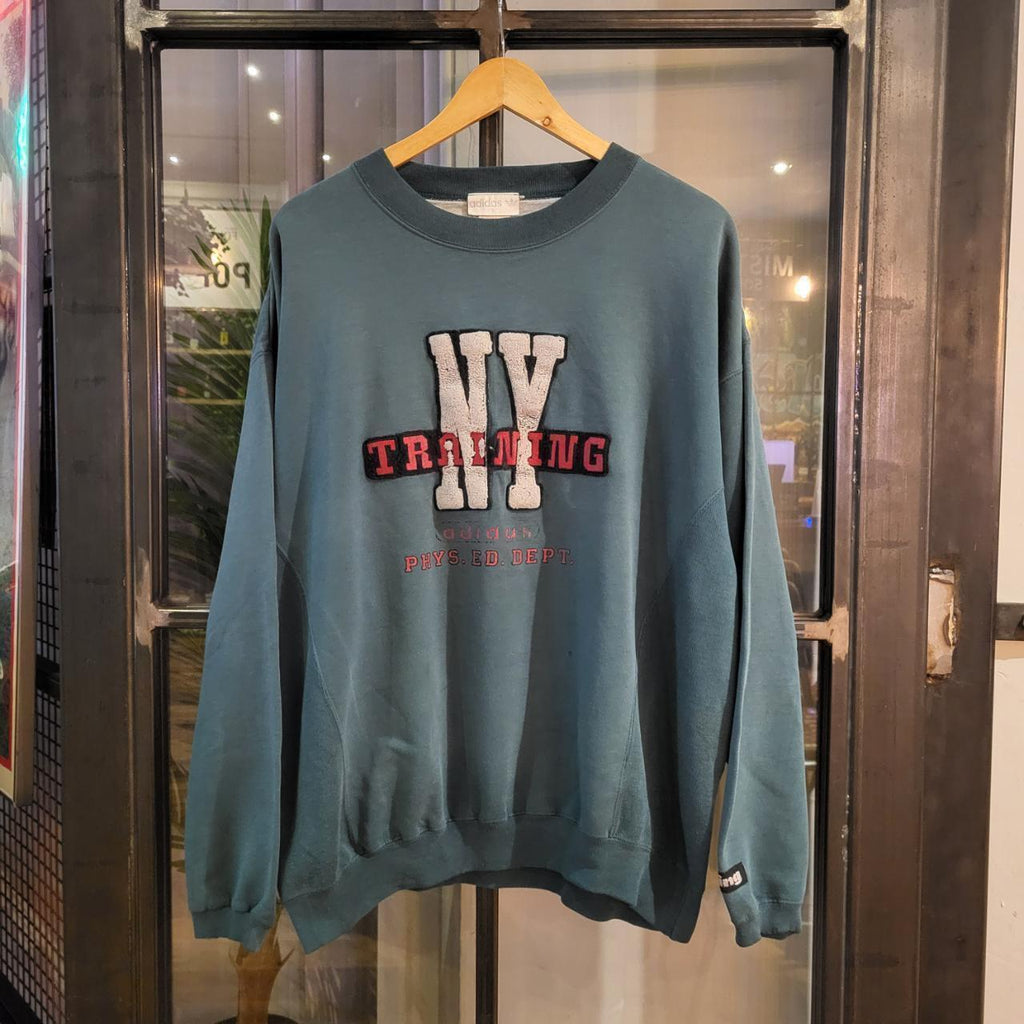 SWT103 - Vintage retro green essential Adidas Training Phys Ed Dept. patched Print sweatshirt jumper crewneck with logo #adidas #sportswear #casual