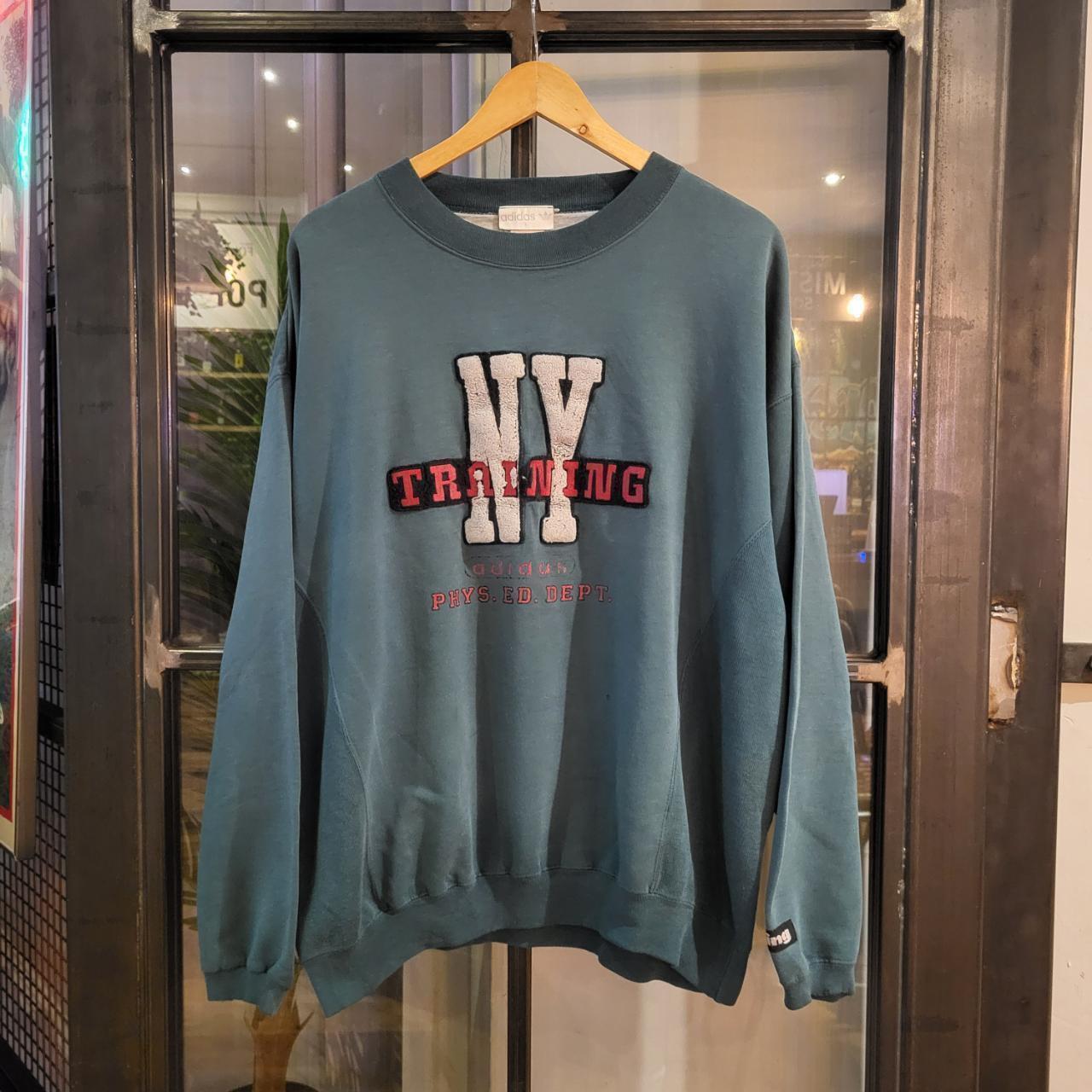SWT103 - Vintage retro green essential Adidas Training Phys Ed Dept. patched Print sweatshirt jumper crewneck with logo #adidas #sportswear #casual