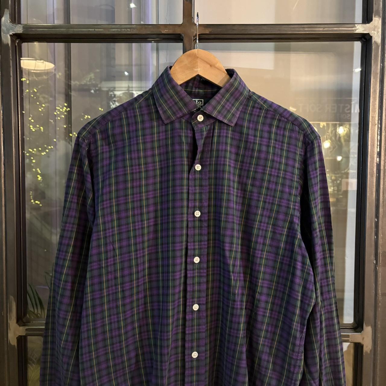 RLS112 - Vintage Ralph Lauren Purple Check Longsleeve collared button up shirt top #Y2K #preppy #chiefkeef #smartcasual #oldmoney