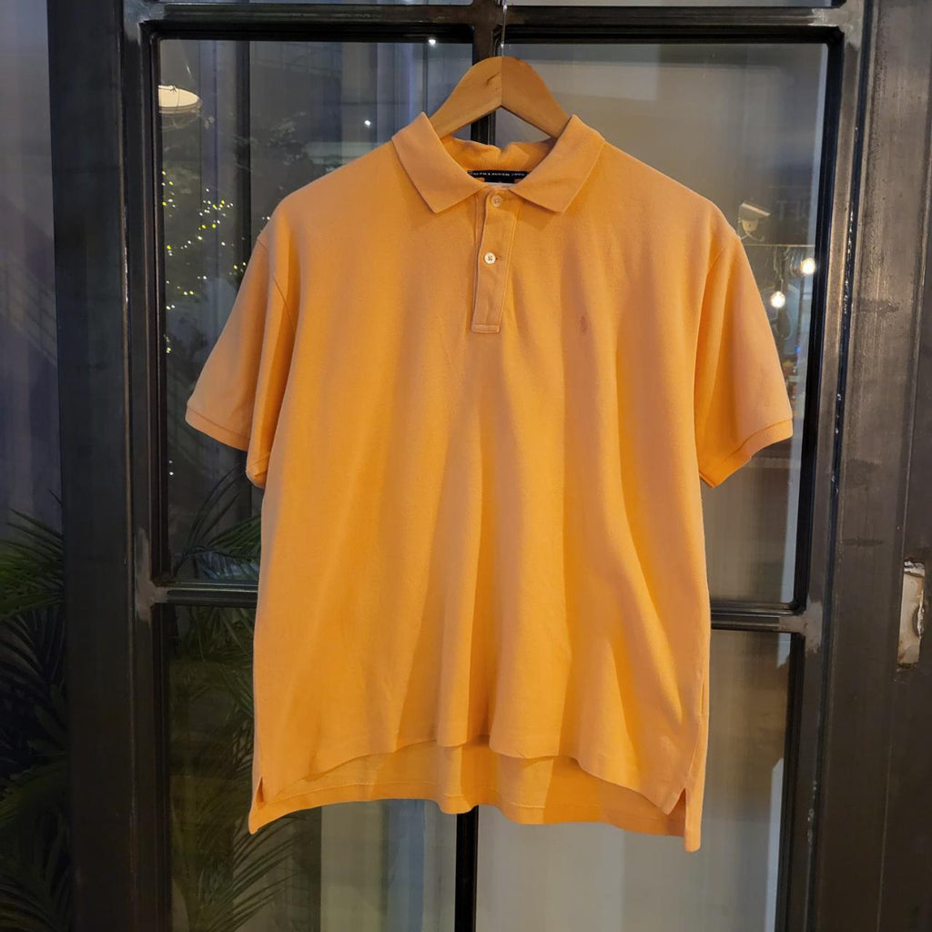 POL240 - Vintage Ralph Lauren Light Orange Polo Shirt Short Sleeve collared button up top #Y2K #preppy #chiefkeef #golf #oldmoney