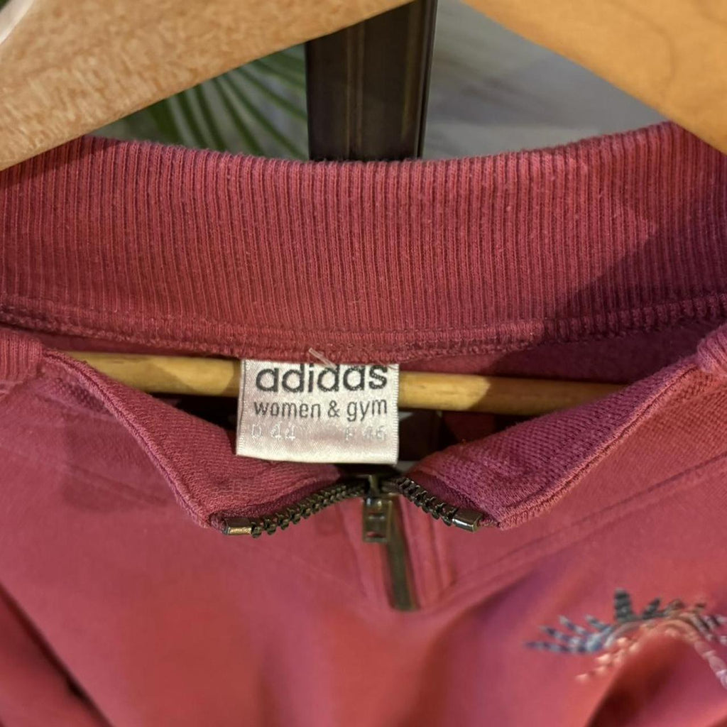 MA0406FI-P - Vintage Retro Essential Pink Adidas 1/4 Zip Fleece Jumper Sweatshirt with embroidered logo #90s #sportswear #essential #y2k #adidas