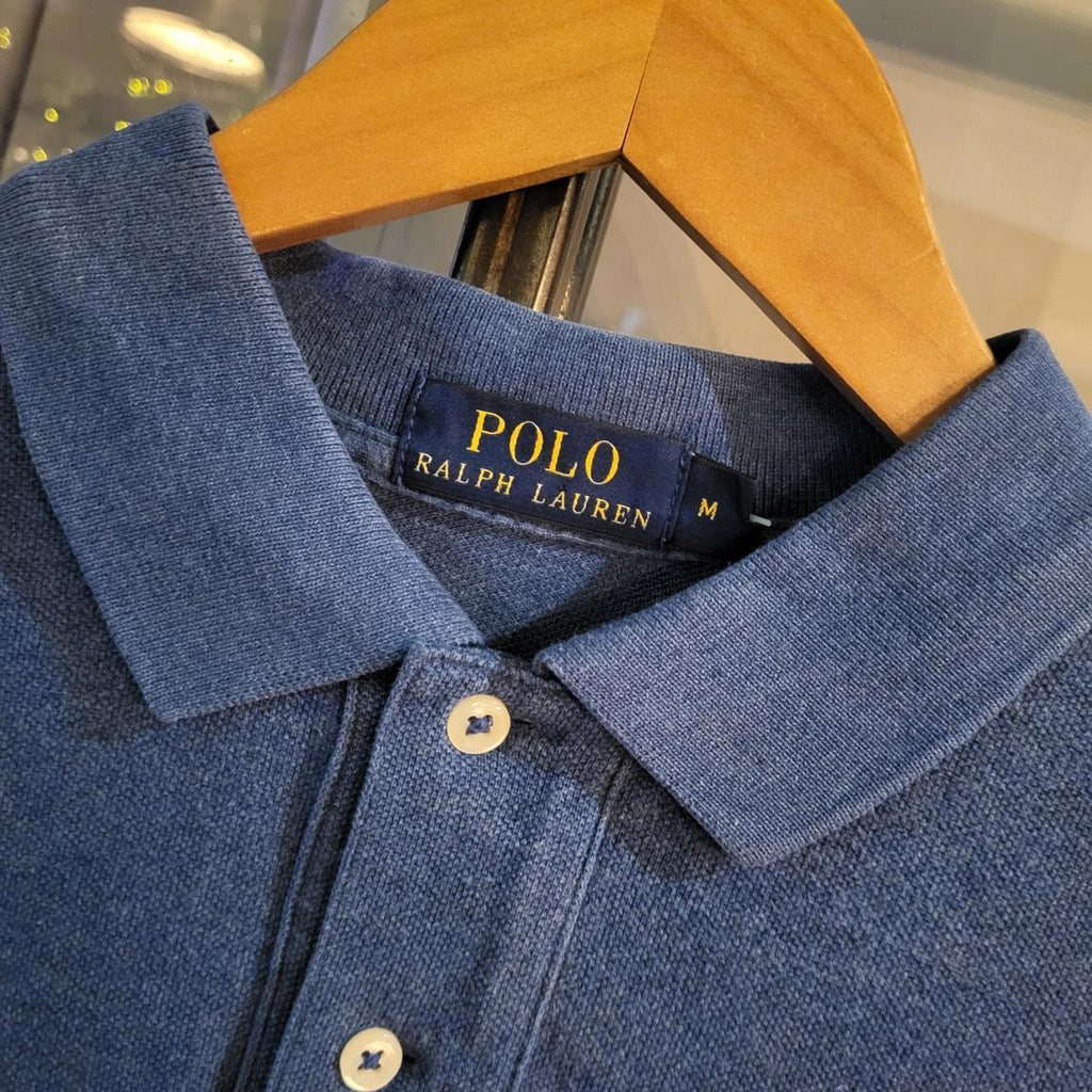 POL226 - Vintage Ralph Lauren Blue Polo Shirt Short Sleeve collared button up top #Y2K #preppy #chiefkeef #golf #oldmoney