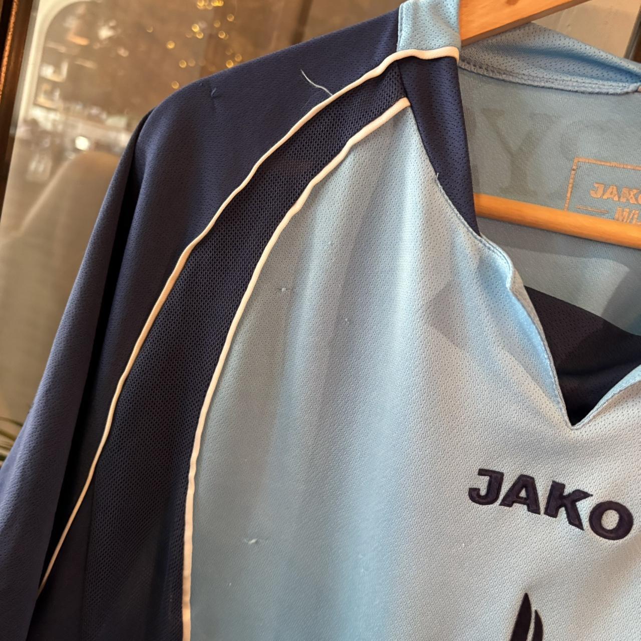 TEE453F - Vintage Retro Essential Blue Jako Barnsley F.C. 2005 / 06 Away Collared Jersey Shirt top #blokecore #sportswear #barnsleyfc #football #jersey