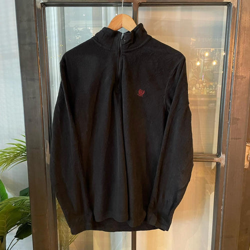 0225A57BR - Vintage retro essential Black Chaps full zip up outdoor fleece jacket #chaps #outdoor #expedition #hike #preppy
