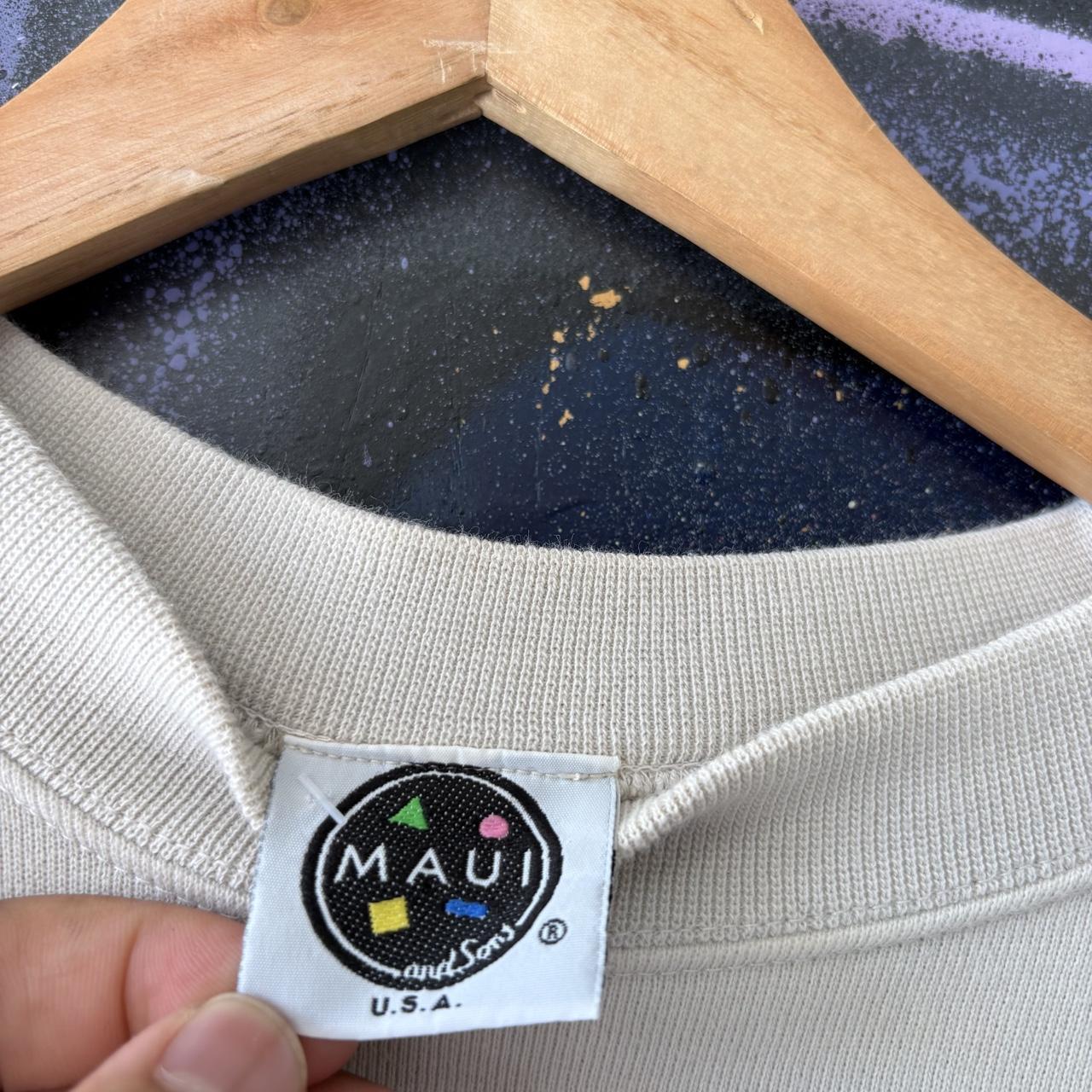 Vintage Maui & Sons Sweatshirt Mens Medium Cream Blue Tie Dye Jumper Top 90s Y2K 00s