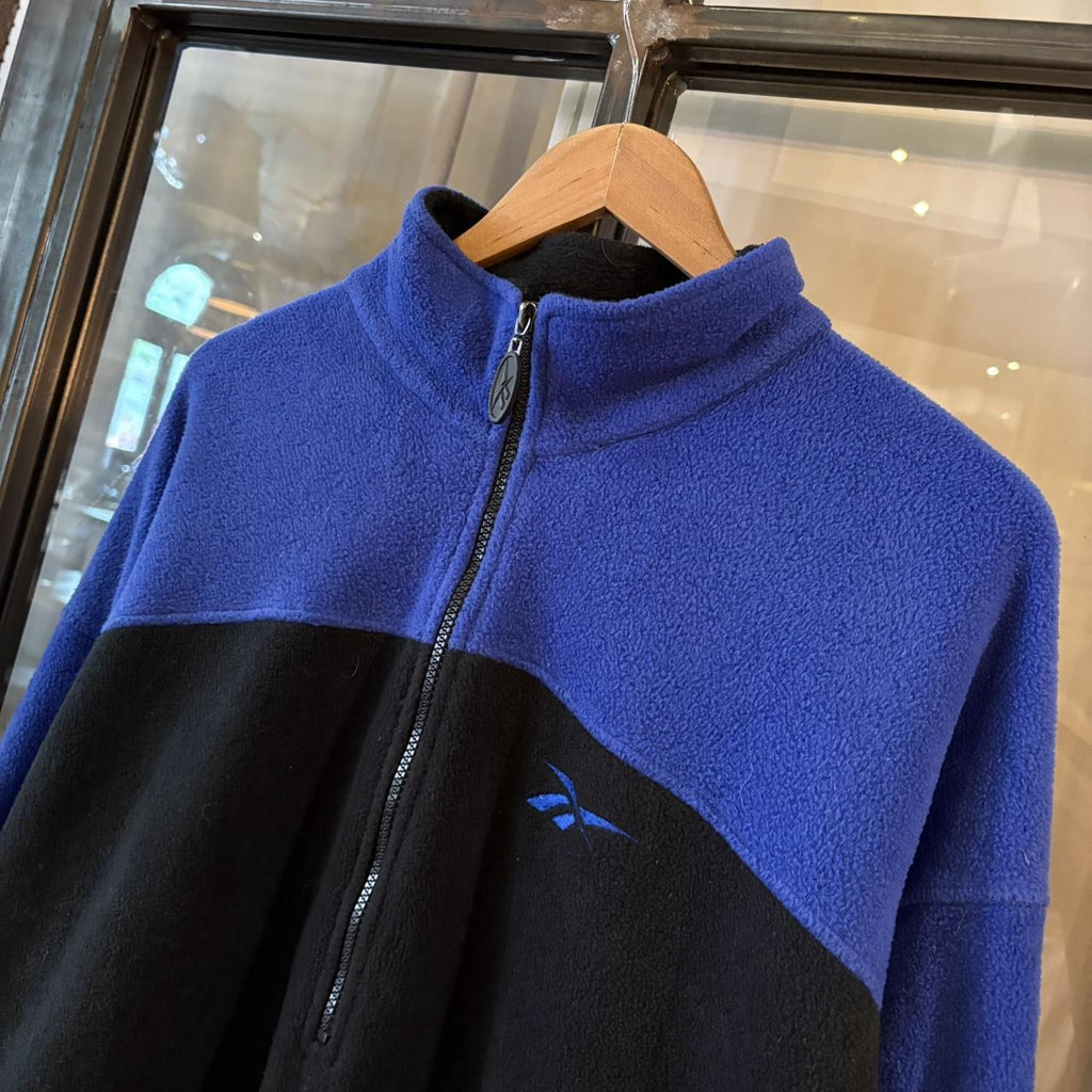 SWT609F - Vintage retro essential Blue and Black Reebok full zip up outdoor sweatshirt fleece jacket #fleece #reebok #sportswear #hike #climbing