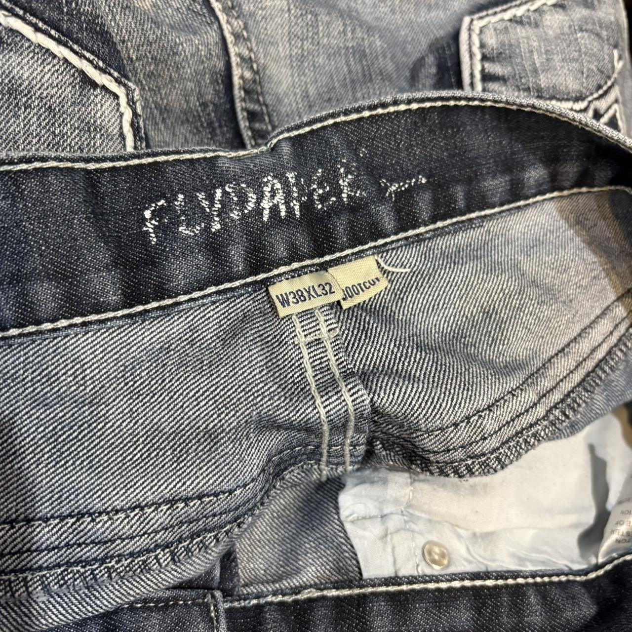 TRW367 - Vintage retro essential Flypaper Blue Wash Denim boot cut Jeans Trousers pants casual workwear skate #denim #bootcut #flypaper #cowboy #y2k