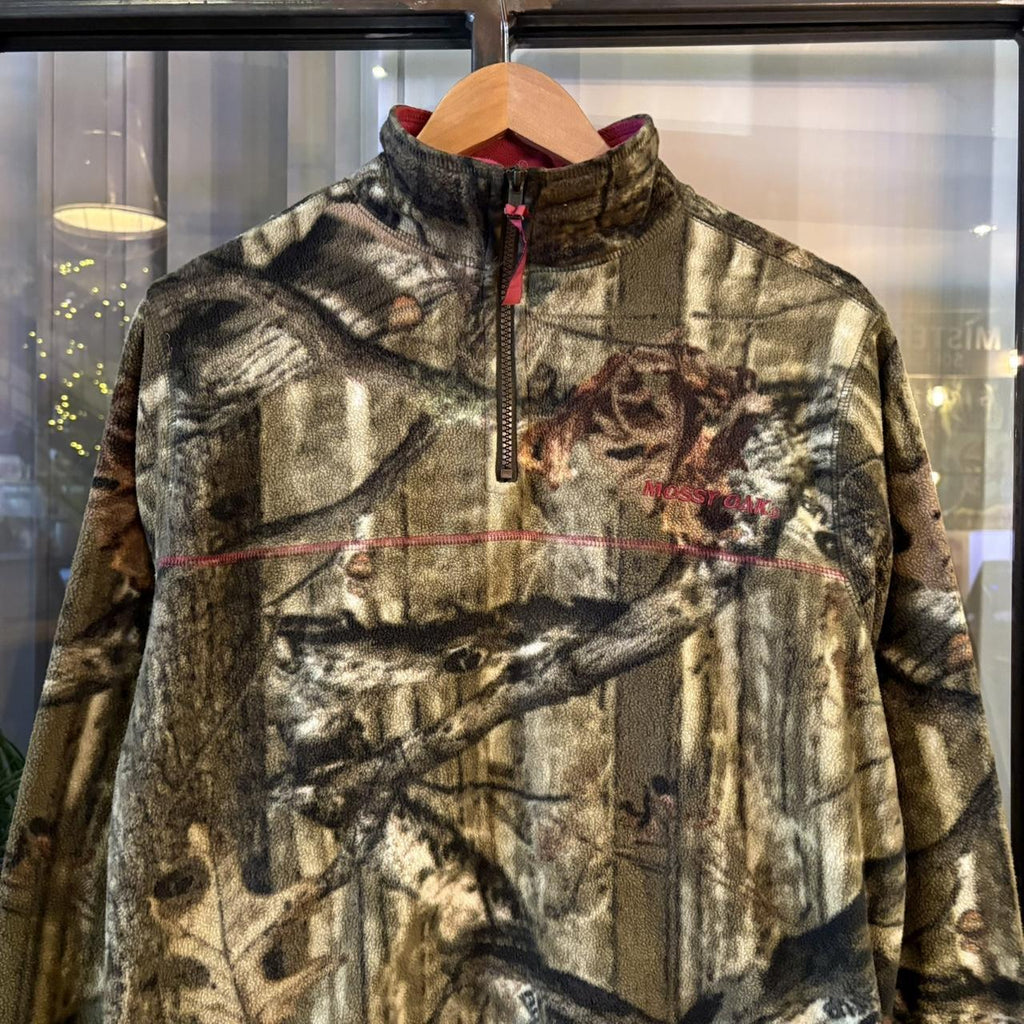 RTB083BR - Vintage Retro essential RealTree Camouflage Khaki Green Brown Field Hunting graphic print 1/4 zip Sweatshirt Fleece #camo #utility #realtree #hunting
