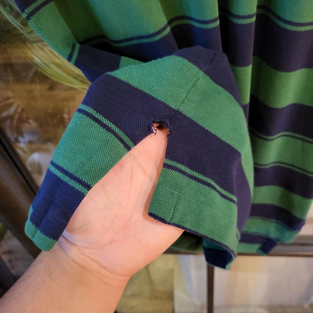 POL186 - Vintage Ralph Lauren Navy and Green Polo Shirt Short Sleeve collared button up top #Y2K #preppy #chiefkeef #golf #oldmoney