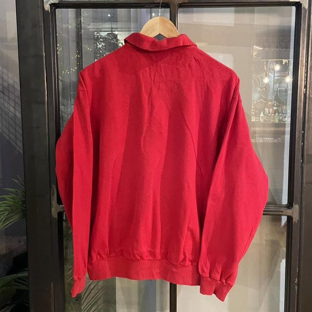 POL374-F - Vintage Retro Essential Chemise Lacoste Red Polo Shirt Longsleeve Sweatshirt collared button up top  #Y2K #preppy #chiefkeef #oldmoney #lacoste