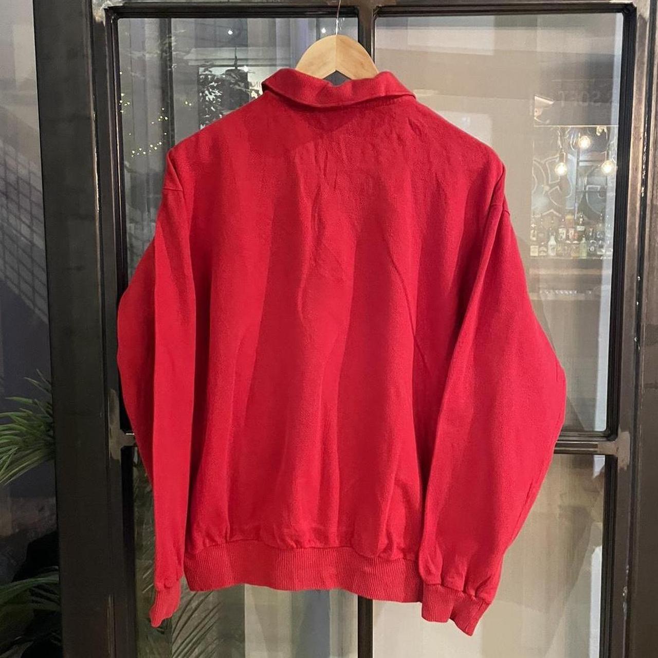 POL374-F - Vintage Retro Essential Chemise Lacoste Red Polo Shirt Longsleeve Sweatshirt collared button up top  #Y2K #preppy #chiefkeef #oldmoney #lacoste