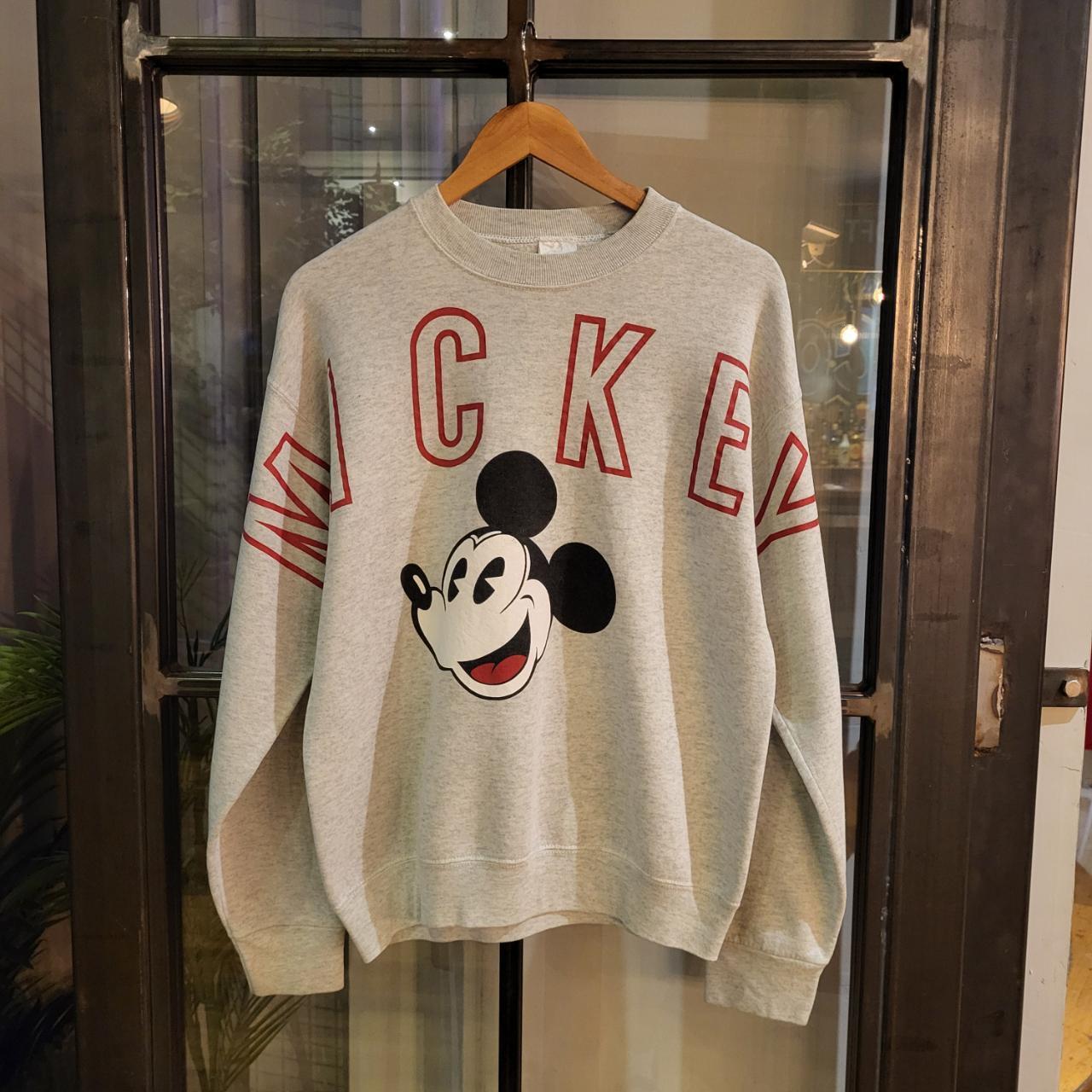 SWT245 - Vintage Retro Essential adult Mickey Mouse sweatshirt jumper crewneck with big Cartoon graphic spellout 90s y2k