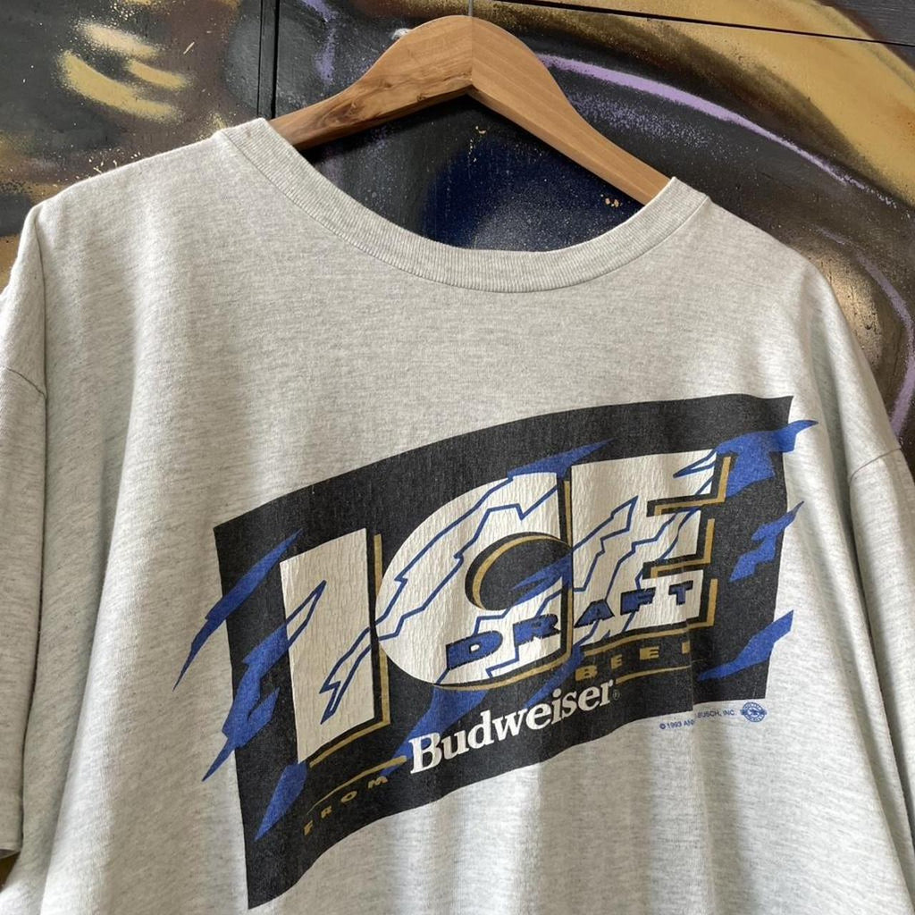 Vintage 1993 Budweiser Ice Graphic Beer Promo Tee