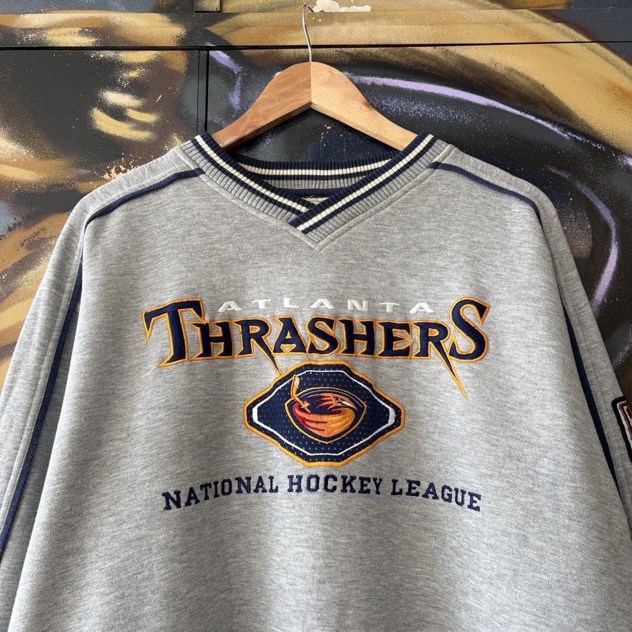 Vintage Lee Sport Sweatshirt Mens XL Grey NHL Atlanta Thrashers Hockey Pullover Jumper Top 90s Y2K 00s