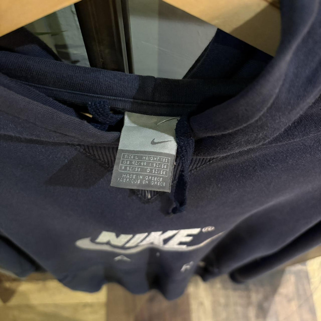 1224A29 - Vintage Retro Essential Nike Air Navy Blue Pullover Sweatshirt Hoodie #casual #hoodie #nikeair #essential