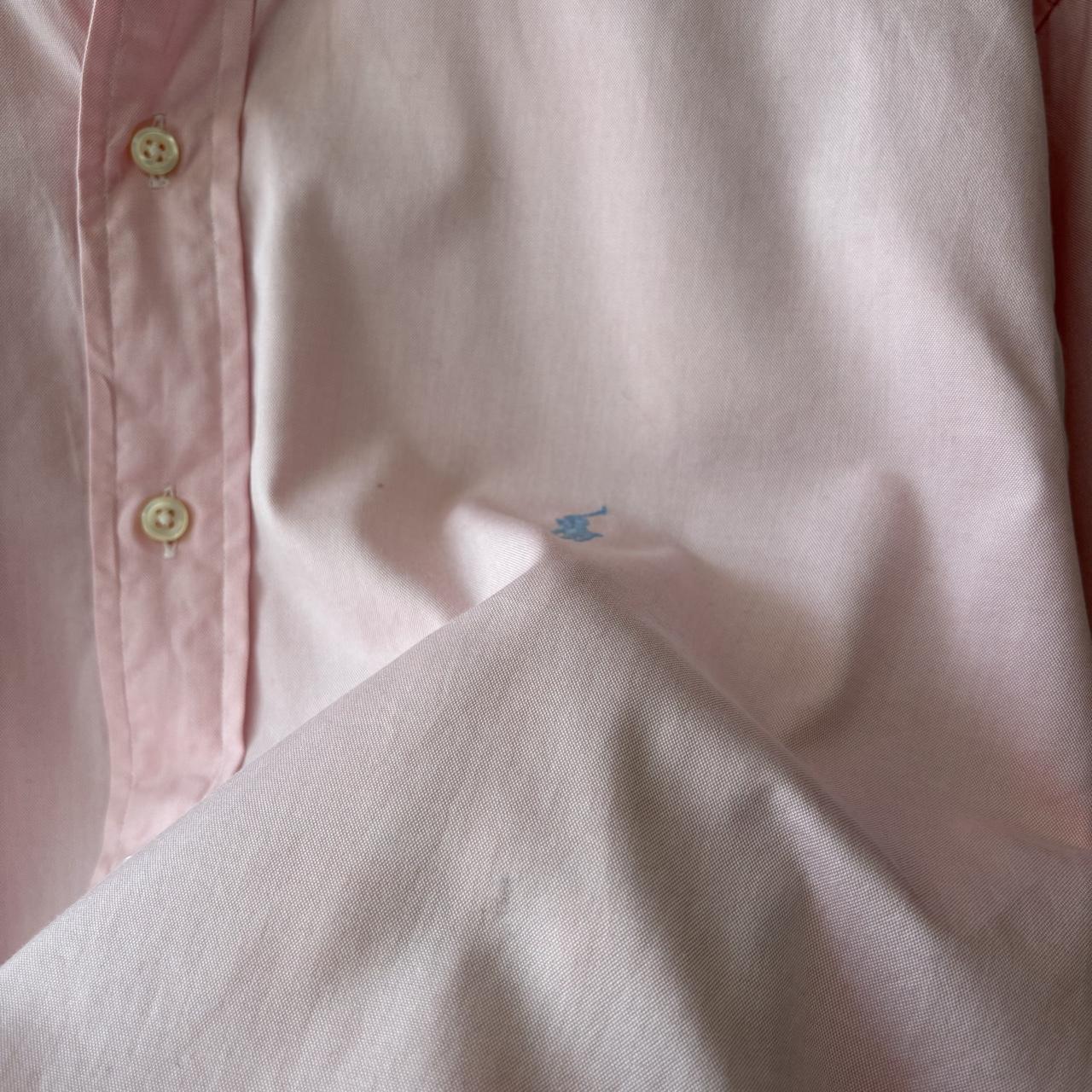 Vintage Ralph Lauren Polo Shirt Mens XL Plain Pink Preppy Pony Logo Collared Button Up Top Y2K 90s