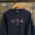 Vintage Retro Essential Navy Nike Crewneck Jumper Sweatshirt with  embroidered arm logo and chest print  #90s #sportswear #usa #y2k #nike
