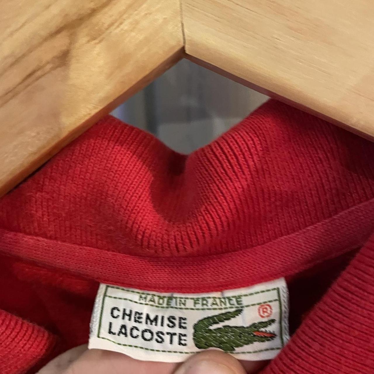 POL374-F - Vintage Retro Essential Chemise Lacoste Red Polo Shirt Longsleeve Sweatshirt collared button up top  #Y2K #preppy #chiefkeef #oldmoney #lacoste