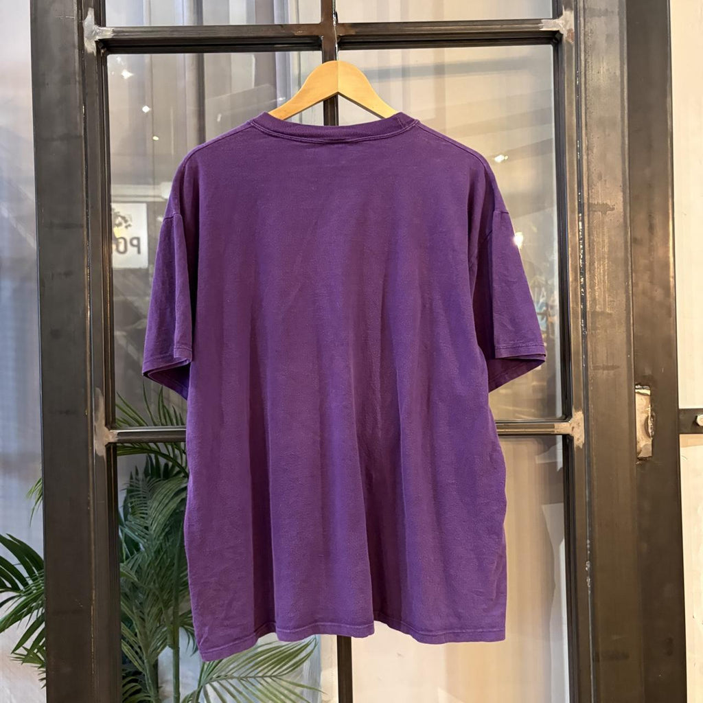 Vintage Bud Dry Beer T shirt Mens XL Purple Graphic Promo Slogan Why Ask Why? Print Tee Top 90s