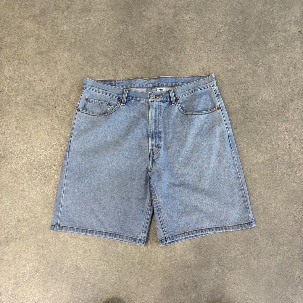 Vintage Levi’s 550 Jorts Mens 38”Light Blue Wash Denim Jean Shorts Baggy Wide Leg Skate Surf Hip Hop 00s Y2K