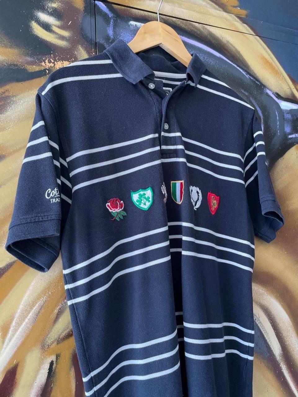 6 Nations Rugby Badges Stripe Polo Tee