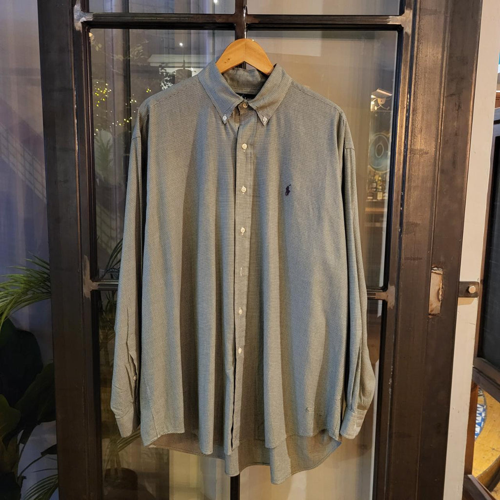 1224E27 - Vintage Ralph Lauren Green Checkered Button Up Shirt longsleeve collared top #Y2K #preppy #smartcasual #golf #oldmoney