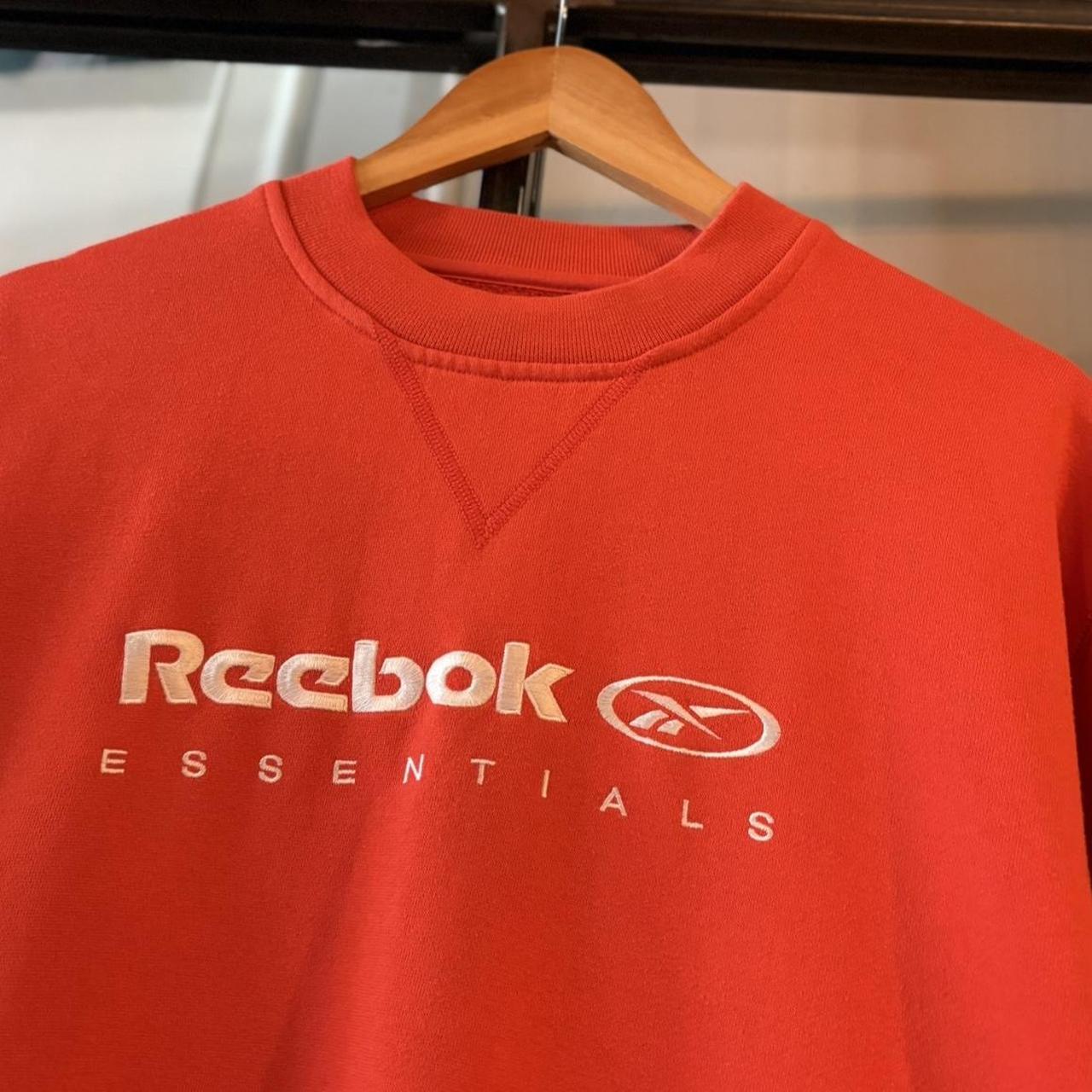 Vintage Retro Essential Orange Reebok Crewneck Jumper Sweatshirt with embroidered spell out logo #90s #sportswear #essential #y2k #reebok