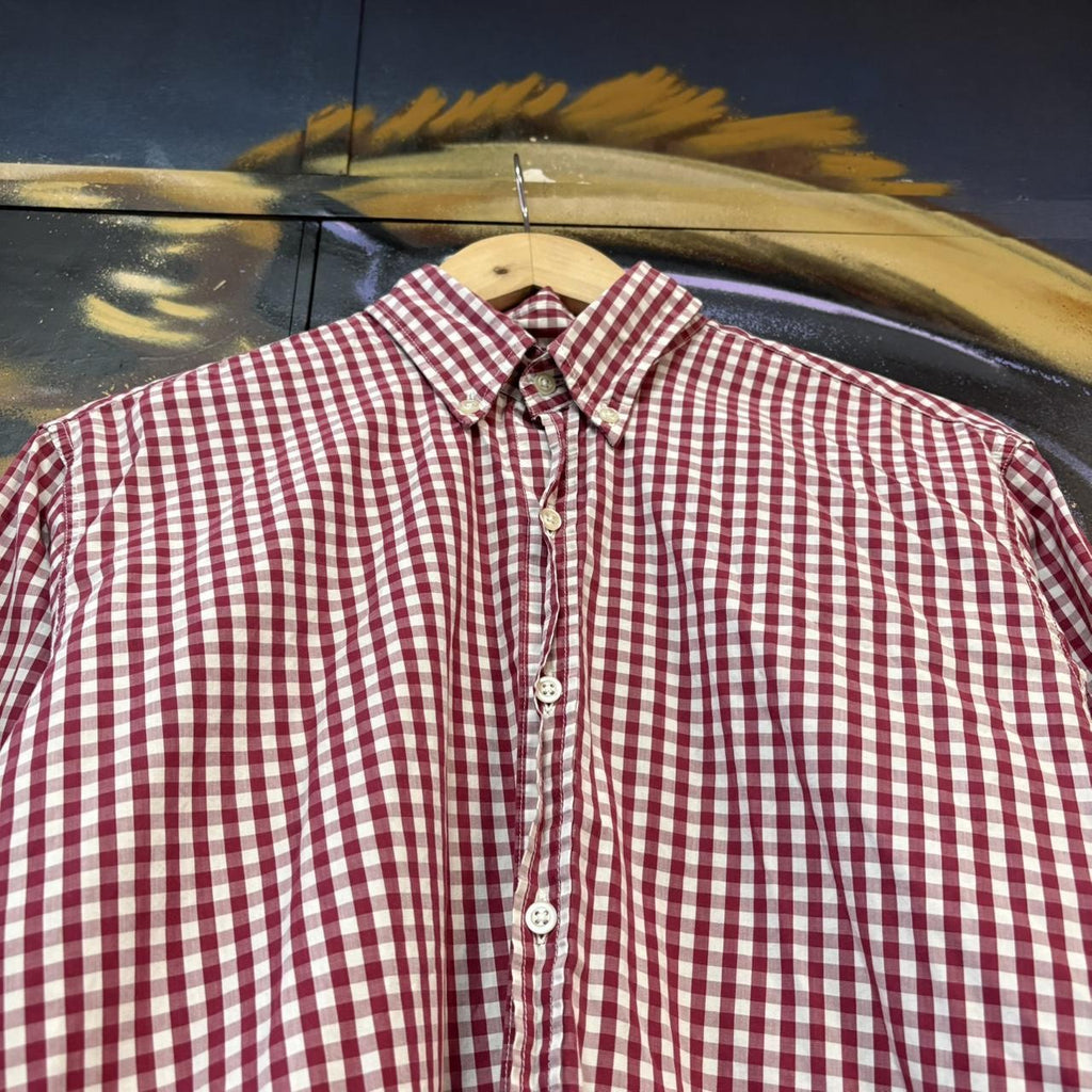 VIN1711H-U - Vintage Oliver Spencer Red and White Check Longsleeve collared button up polo shirt top #Y2K #preppy #chiefkeef #smartcasual #oldmoney