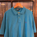 POL488F - Vintage Retro Ralph Lauren Plain Blue Polo Shirt Short Sleeve collared button up top  #Y2K #preppy #chiefkeef #oldmoney #ralphlauren