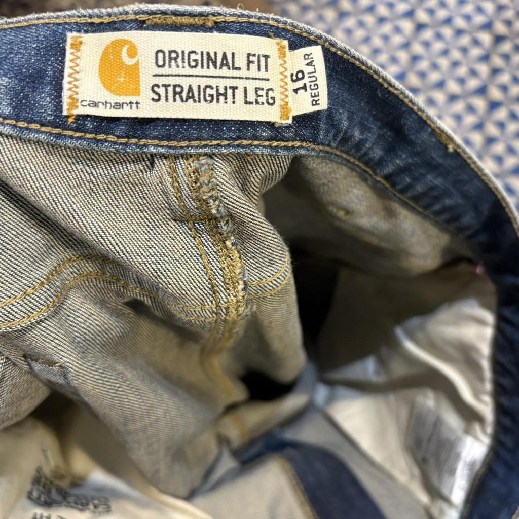 CP4703D-F - Vintage retro essential Carhartt Straight Leg Blue Wash Denim Jeans Trousers pants #denim #carhartt #straightleg #jeans #skater