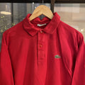 POL374-F - Vintage Retro Essential Chemise Lacoste Red Polo Shirt Longsleeve Sweatshirt collared button up top  #Y2K #preppy #chiefkeef #oldmoney #lacoste