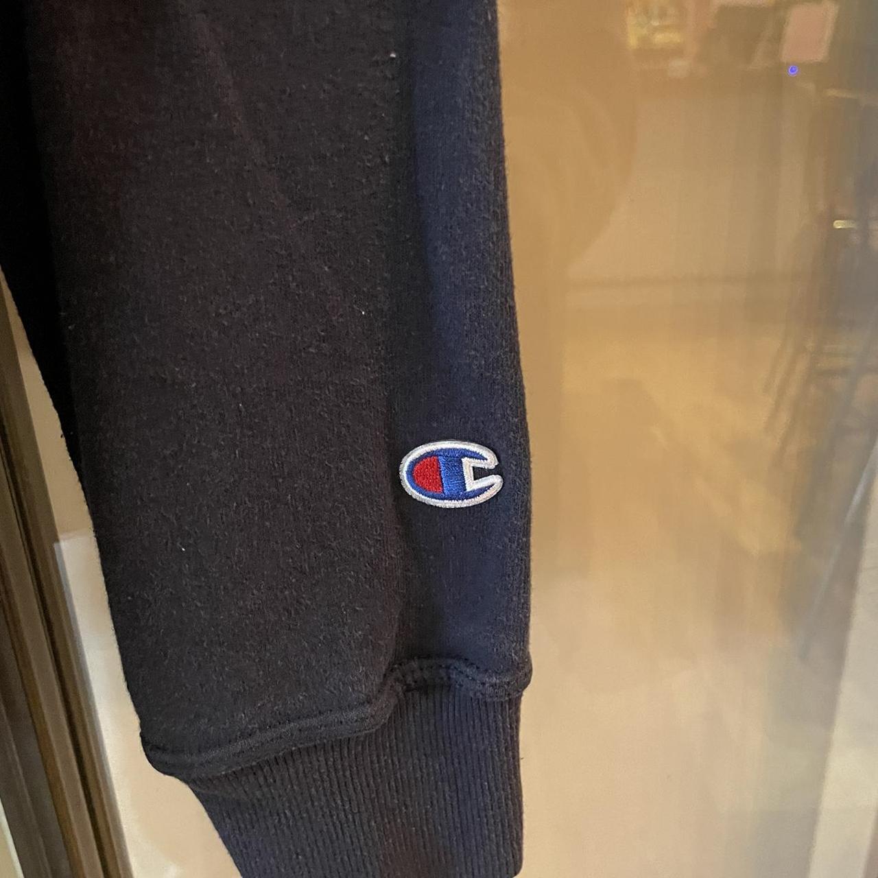 1224A23BR - Vintage Retro Essential Navy Chanpion Sweatshirt Hoodie with big spellout embroidered logo #90s #sportswear #essential #champion #y2k
